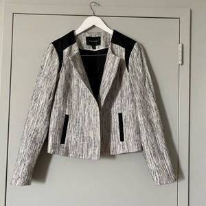 Size 10 cropped jacket, black and white